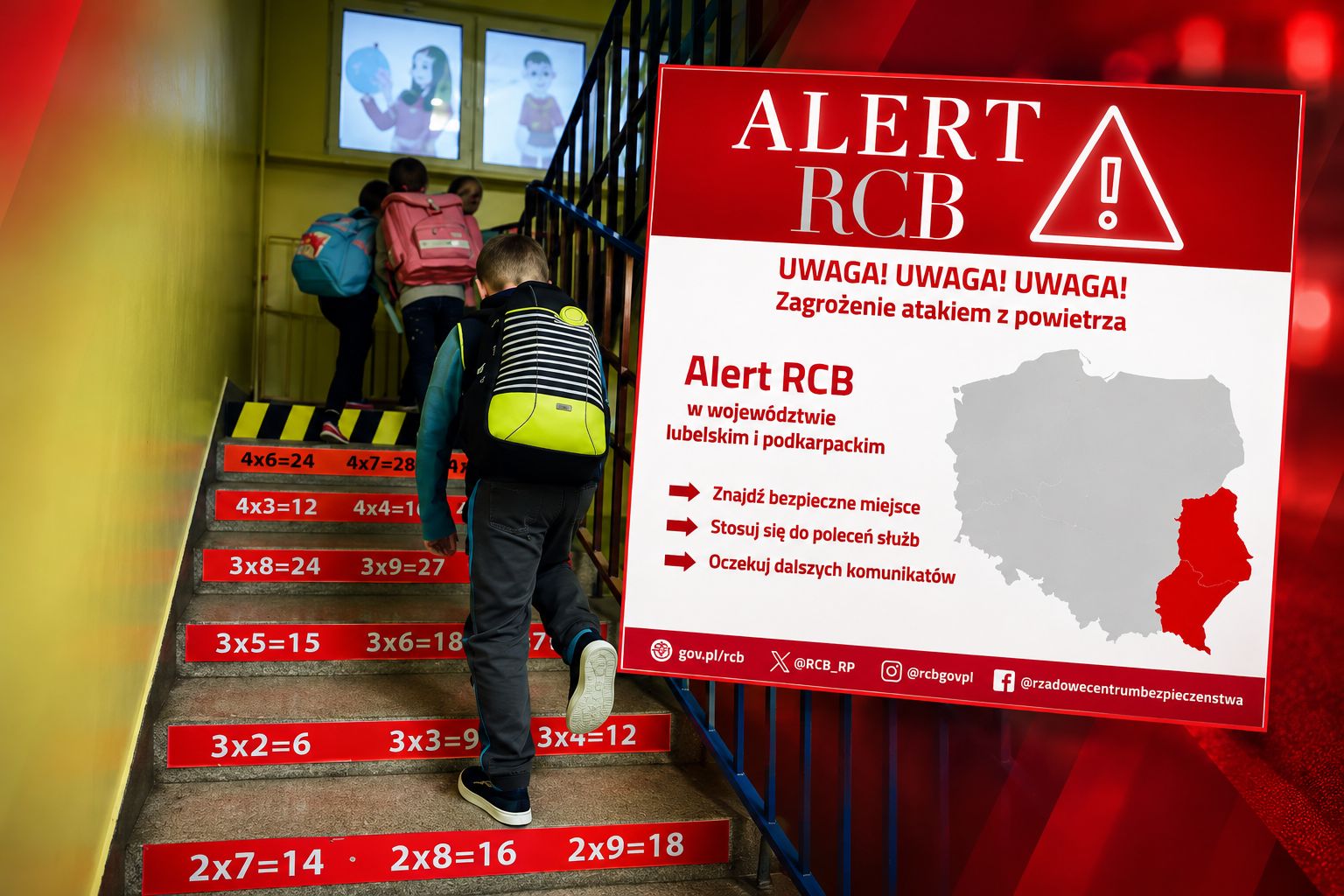 Uczniowie w piwnicach po alercie RCB. Wójt: dzieci na pewno wrócą do domu wystraszone
