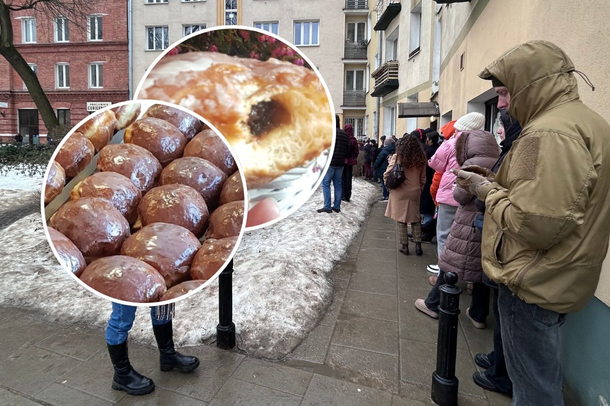 Kolejka ustawiła się jeszcze w nocy. Trudno uwierzyć, iż takie pączki wciąż mają wzięcie