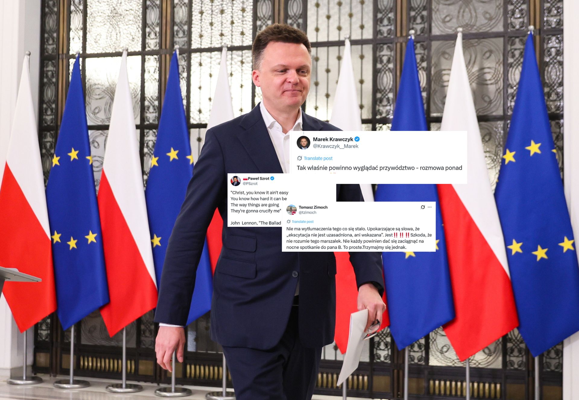 "Upokarzające". Komentują spotkanie Hołowni z Bielanem