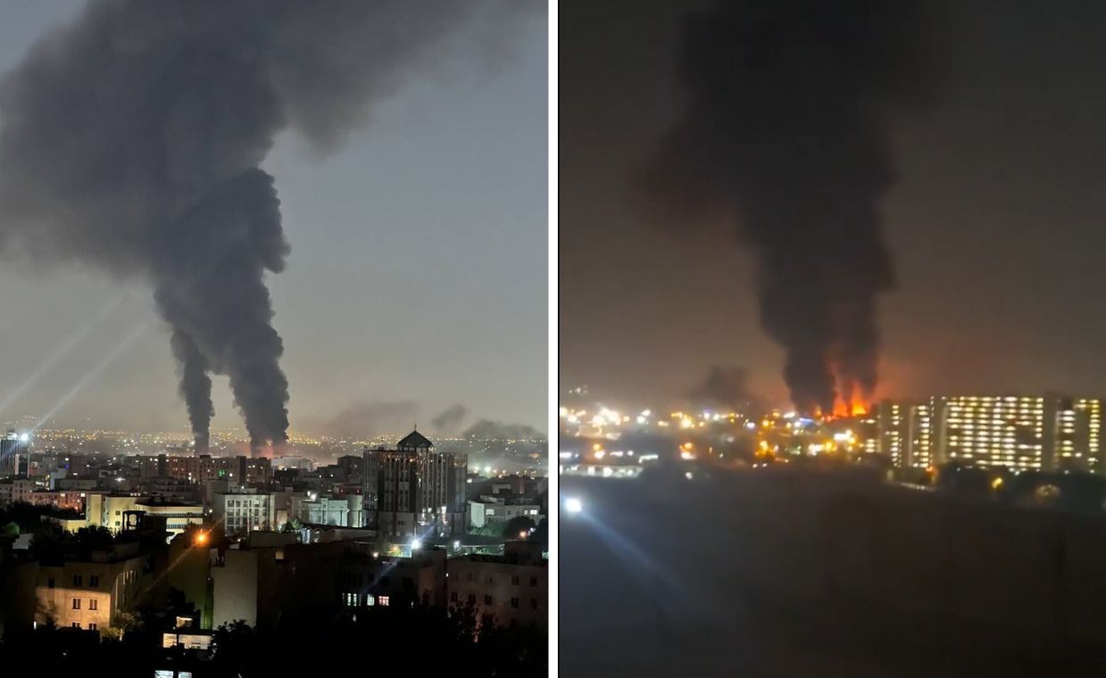 Atak na lotnisko Mehrabad w Teheranie. Kłęby dymu na niebie