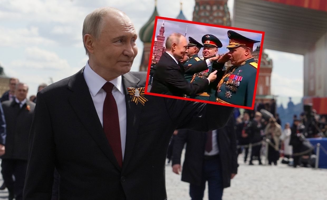 Dziwne zachowanie Putina na defiladzie. Nagle złapał dowódcę za rękę
