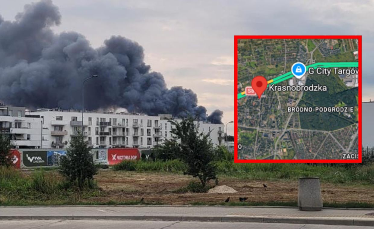 Duży pożar w Warszawie. Kłęby dymu widać z daleka