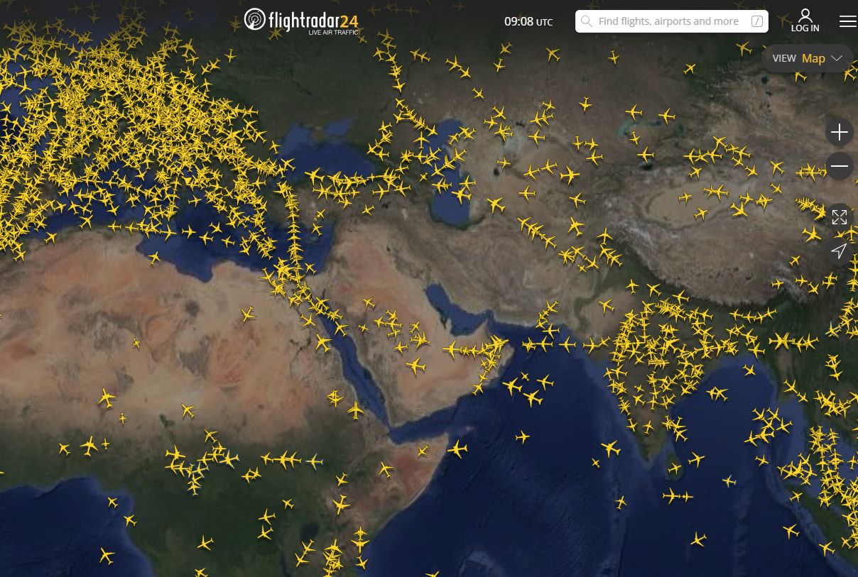 Tak wygląda teraz niebo nad Bliskim Wschodem. Tysiące lotów odwołanych