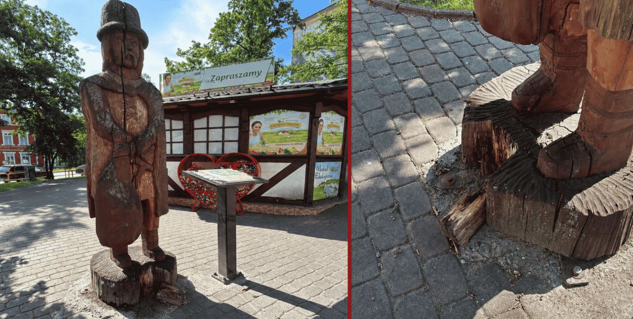 Drewniana figura legendarnego zbója została zniszczona przez wandali