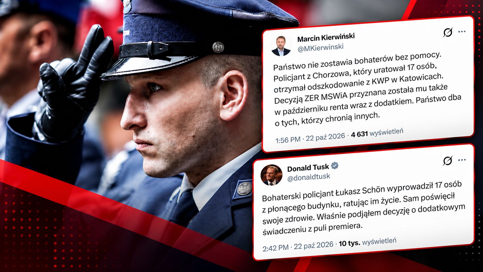 Tusk i Kierwiński reagują na reportaż WP. Jest decyzja ws. bohaterskiego policjanta