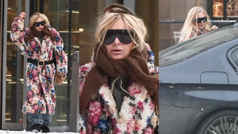 Monika Olejnik walczy z chłodem na kolejnych zakupach. Dziennikarka rzucała się w oczy w kwiecistym płaszczu za 12 tysięcy złotych (ZDJĘCIA)