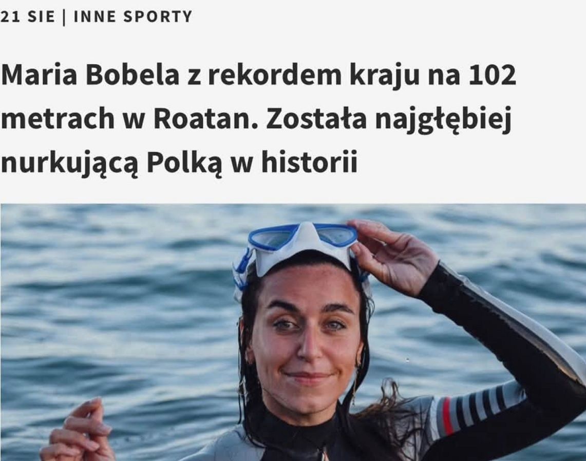 Z TVP Sport usunięto tekst o rekordzistce w nurkowaniu. "Po ponownej ocenie merytorycznej"