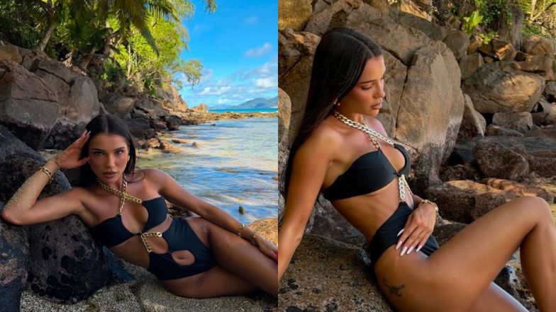 Singielka Natsu wyleguje się na skale i eksponuje tatuaż na pośladku (ZDJĘCIA)