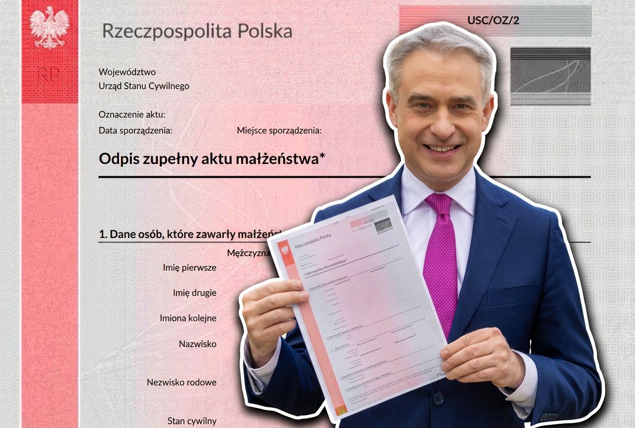 Bunt w samorządach. Formularz aktu ślubu z gwiazdką i dopiskiem "wybrać odpowiednie"