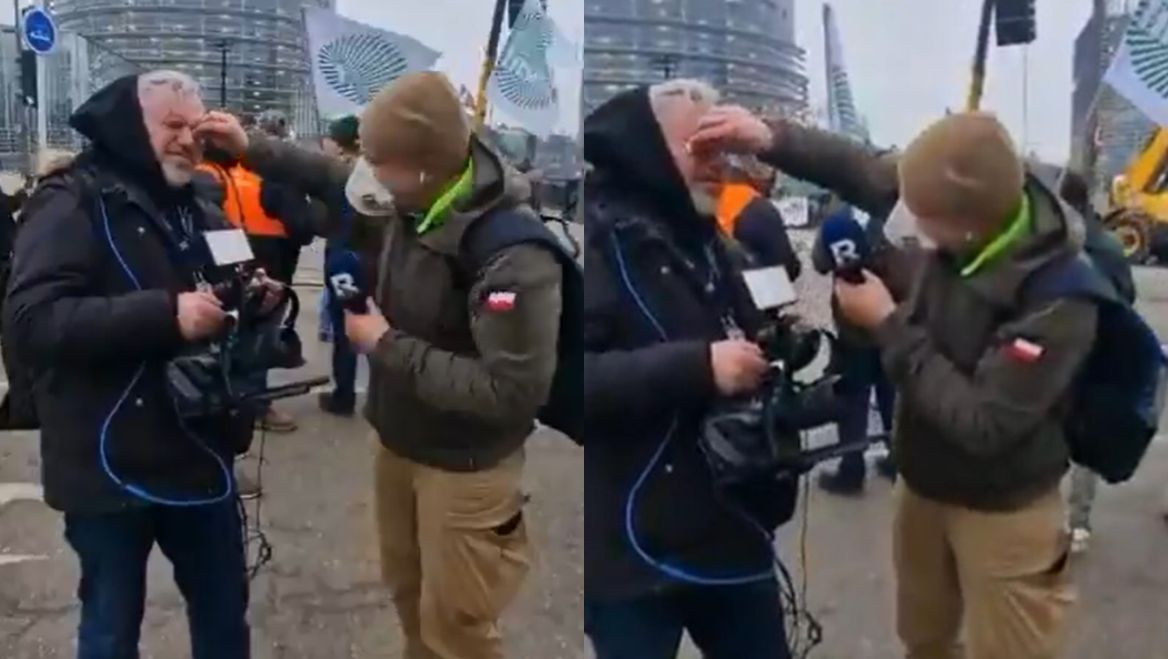 Policja gazem łzawiącym w protestujących rolników. Ucierpiał operator Republiki