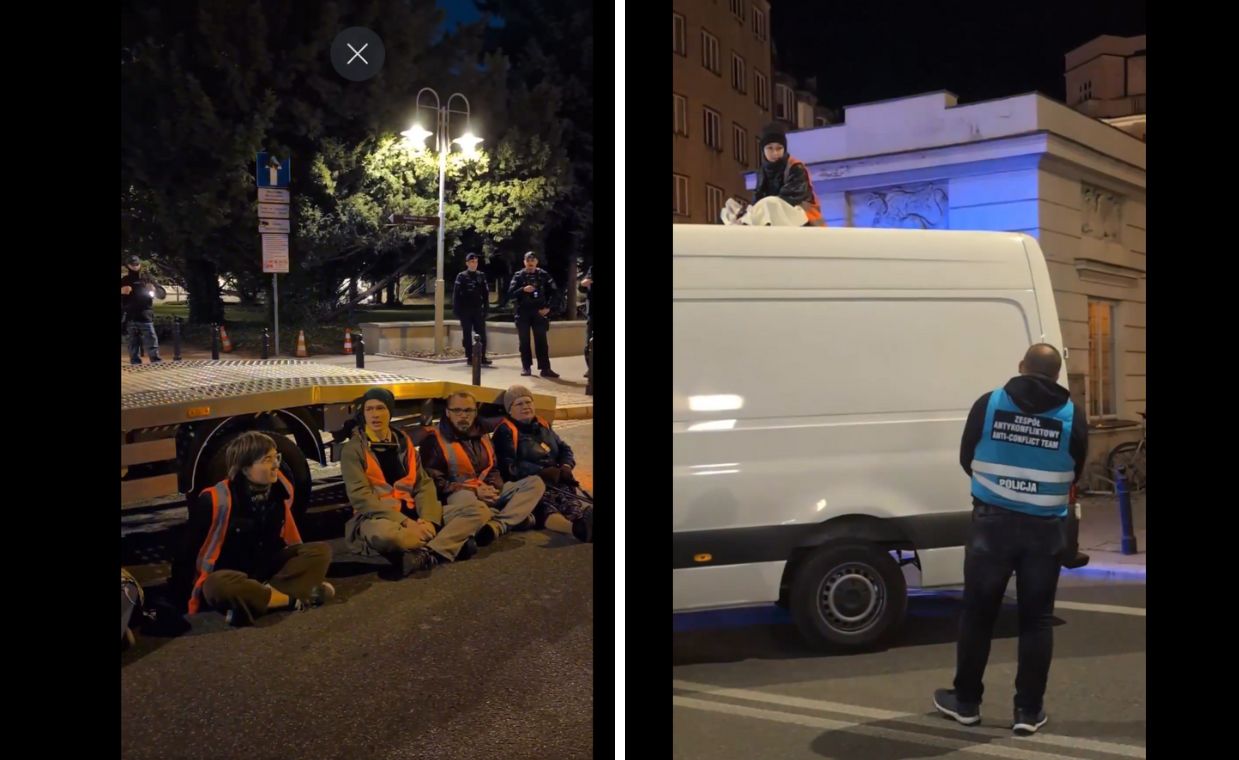 Ostatnie Pokolenie zablokowało wyjazd z Sejmu. Protest na Wiejskiej