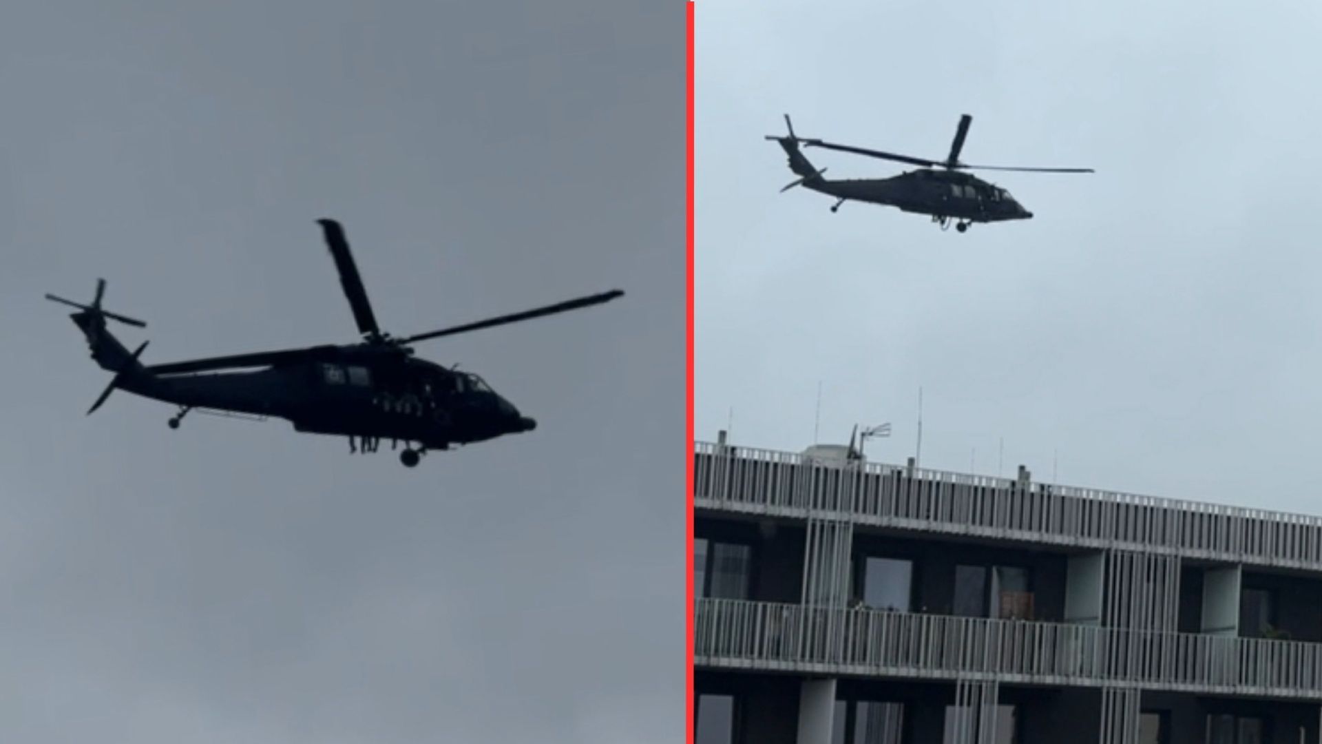 Wojskowe helikoptery nad Warszawą. Black Hawki nagrane na Woli