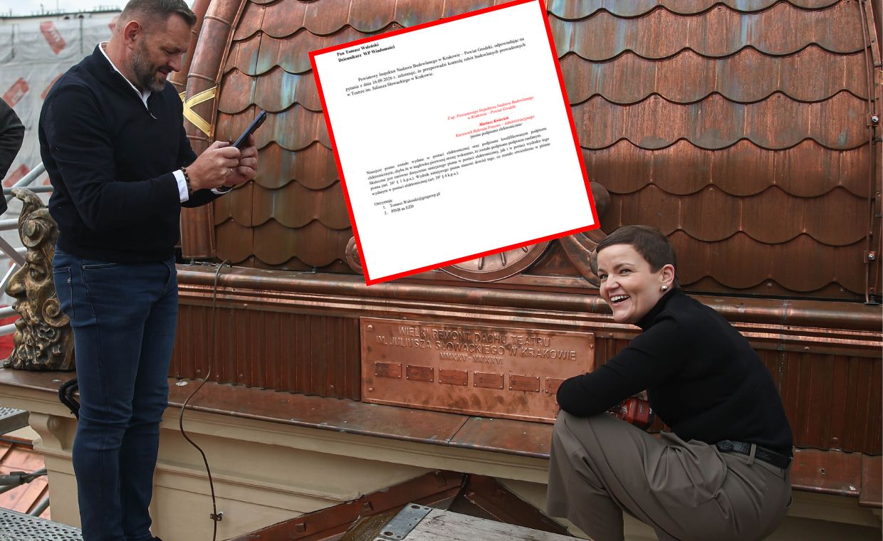 W butach na obcasie po dachu. Kontrola w teatrze po wizycie ministry