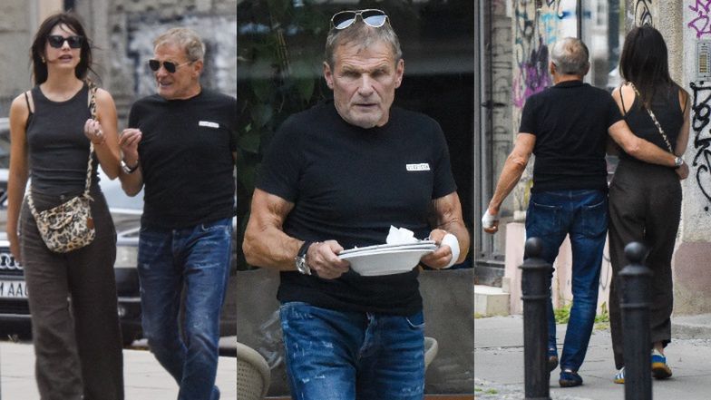 Zakochany Marek Włodarczyk z młodszą o 38 lat partnerką: żywe dyskusje, stołowanie się w barze mlecznym i czułe objęcia