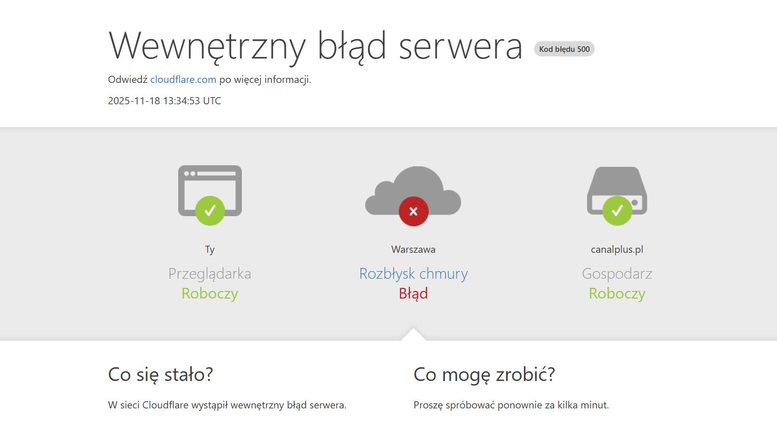 Duża awaria internetu. Nie działa m.in. Canal+, Goniec oraz X