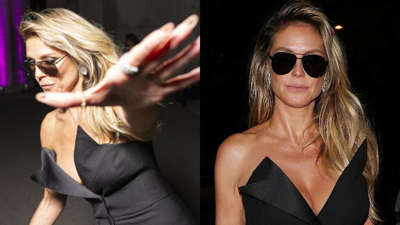 Wystrojona Heidi Klum przewróciła się przed tłumem fotoreporterów po hucznej imprezie w Paryżu