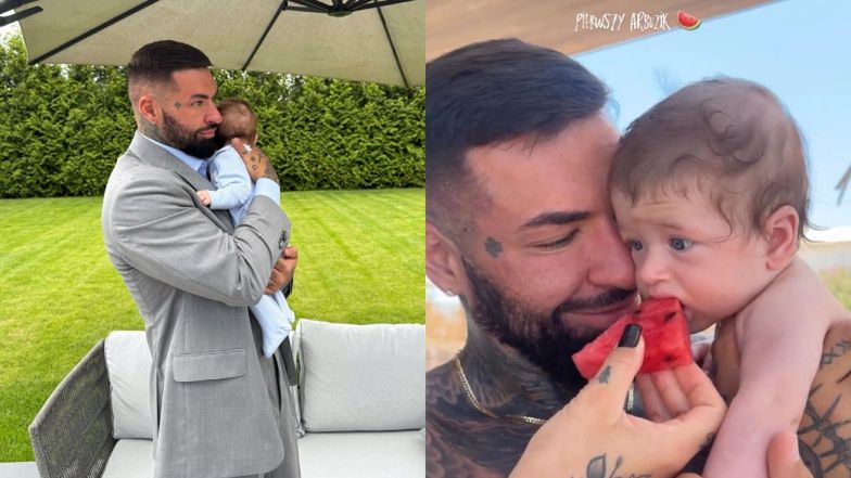 Majewski poczęstował 3-miesięcznego synka arbuzem. Internauci SIĘ OBURZYLI! "Wychowujemy Romea inaczej niż większość społeczeństwa"