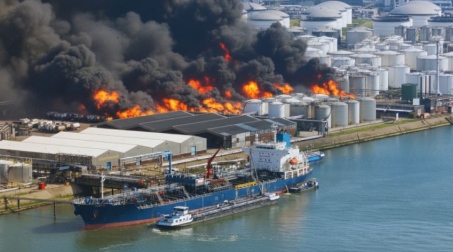 Pożar w rosyjskim porcie. Terminal LPG w Temryuku w płomieniach