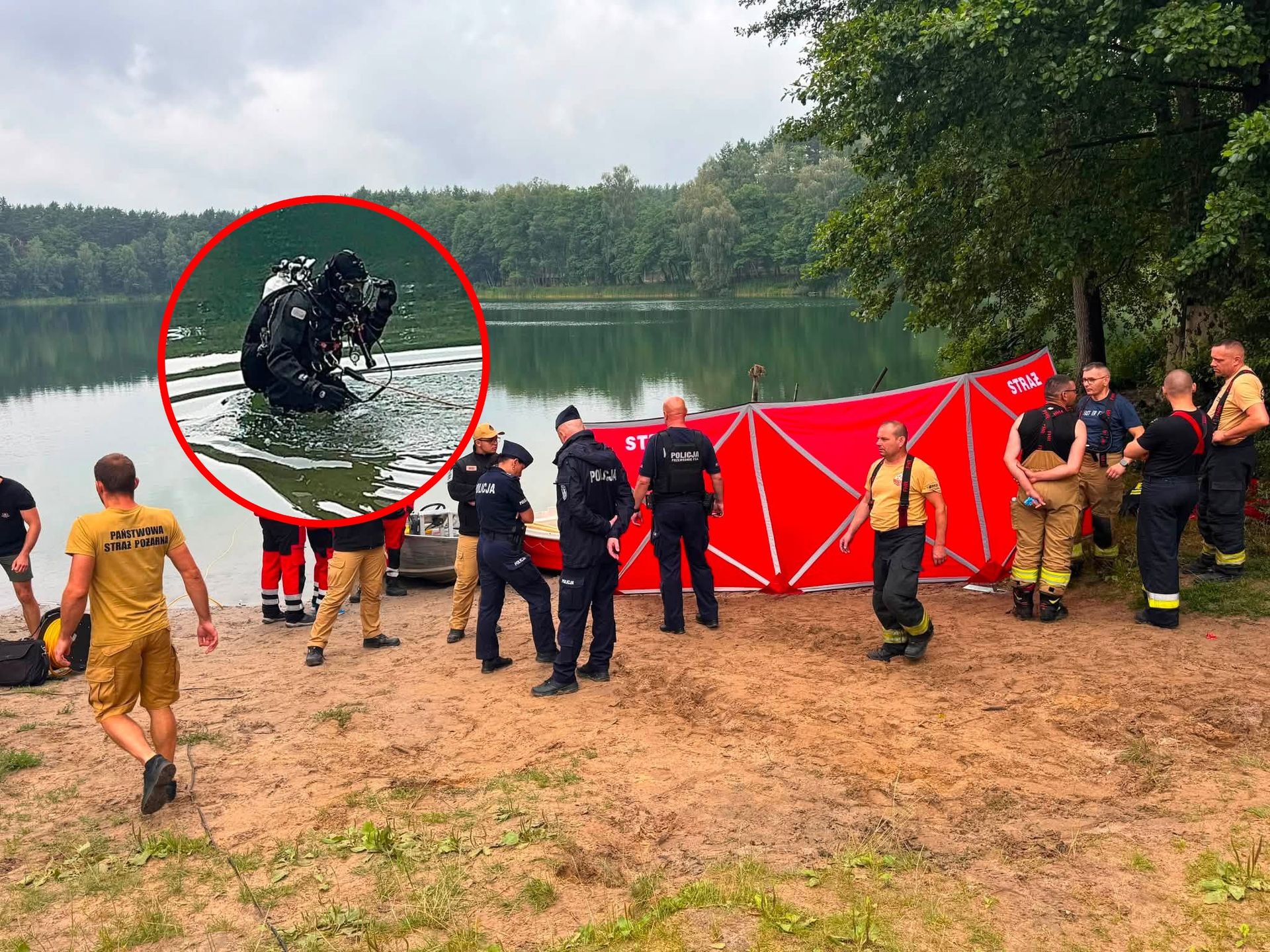 Poszukiwania trwały od piątku. Tragiczny finał nad jeziorem