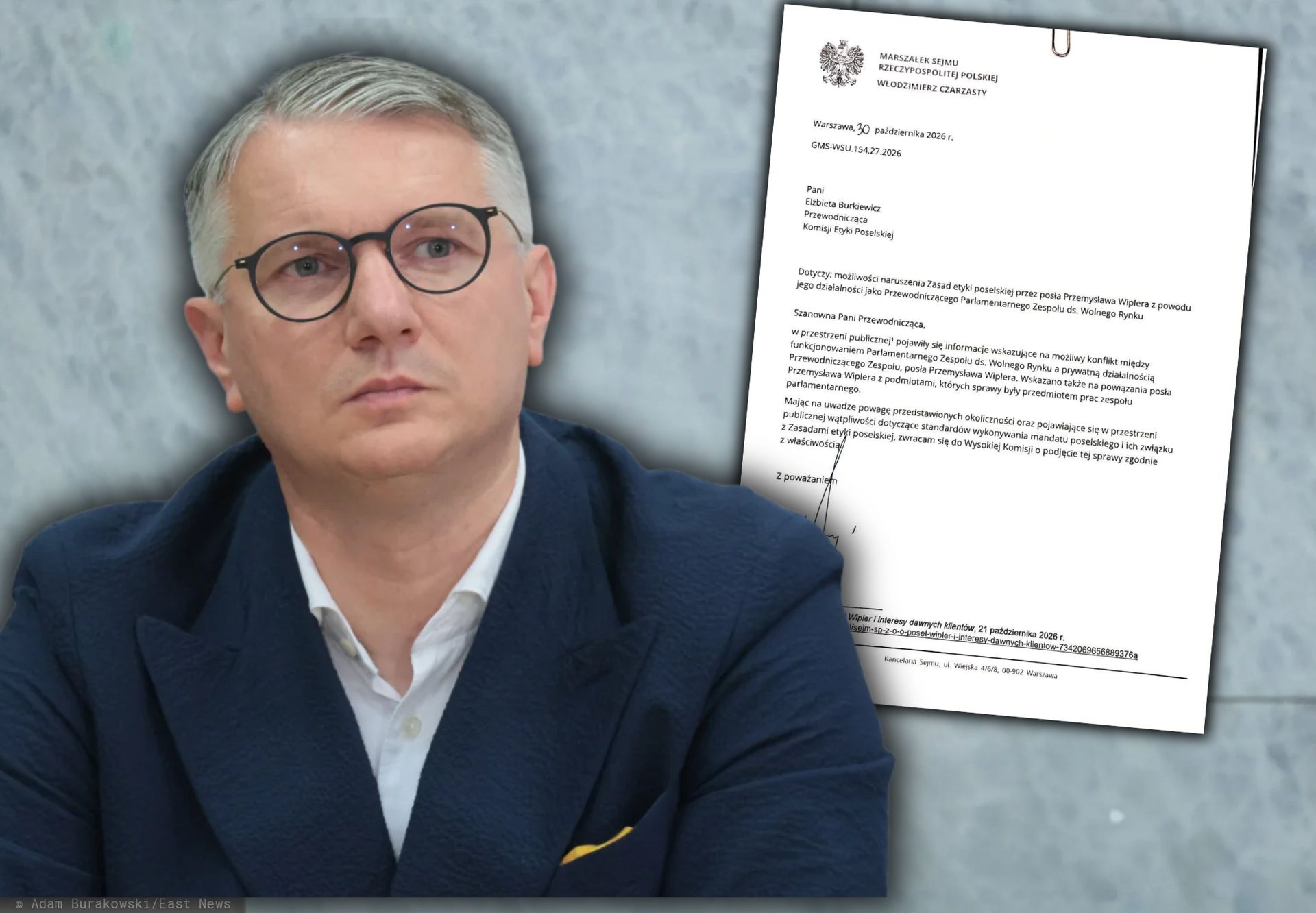 Wniosek do Komisji Etyki Poselskiej ws. Przemysława Wiplera. Dotarliśmy do pisma