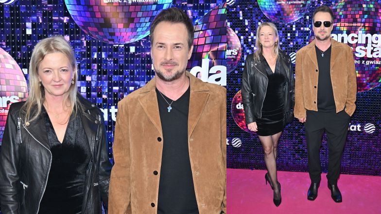 RZADKI WIDOK. Paweł Małaszyński pozuje z przyodzianą w mini żoną na finale "Tańca z Gwiazdami" (ZDJĘCIA)