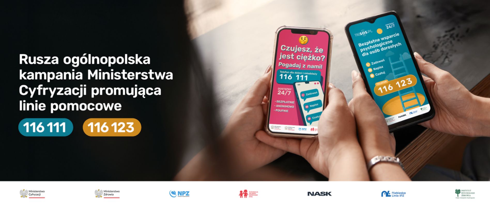 116 111 i 116 123. Ministerstwo Cyfryzacji promuje linie z pomocą psychologiczną