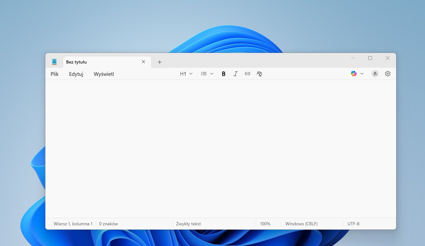 Notatnik w Windows 11 z nowością. Funkcja jak w Wordzie