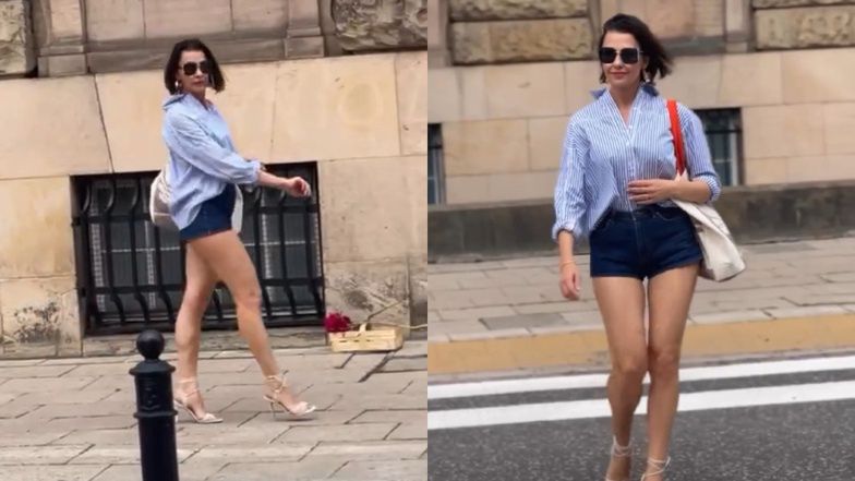 Anna Popek mknie po przejściu dla pieszych w ultrakrótkich szortach. Internauci wpadli w zachwyt: "Twoje nogi to DZIEŁO SZTUKI"