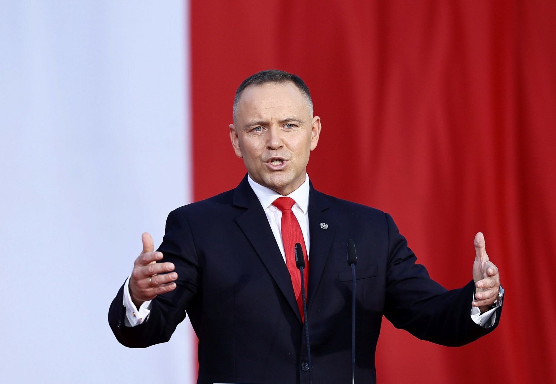 Nawrocki komentuje wypowiedź Tuska. "Premier pozował z koszulką Zondacrypto"