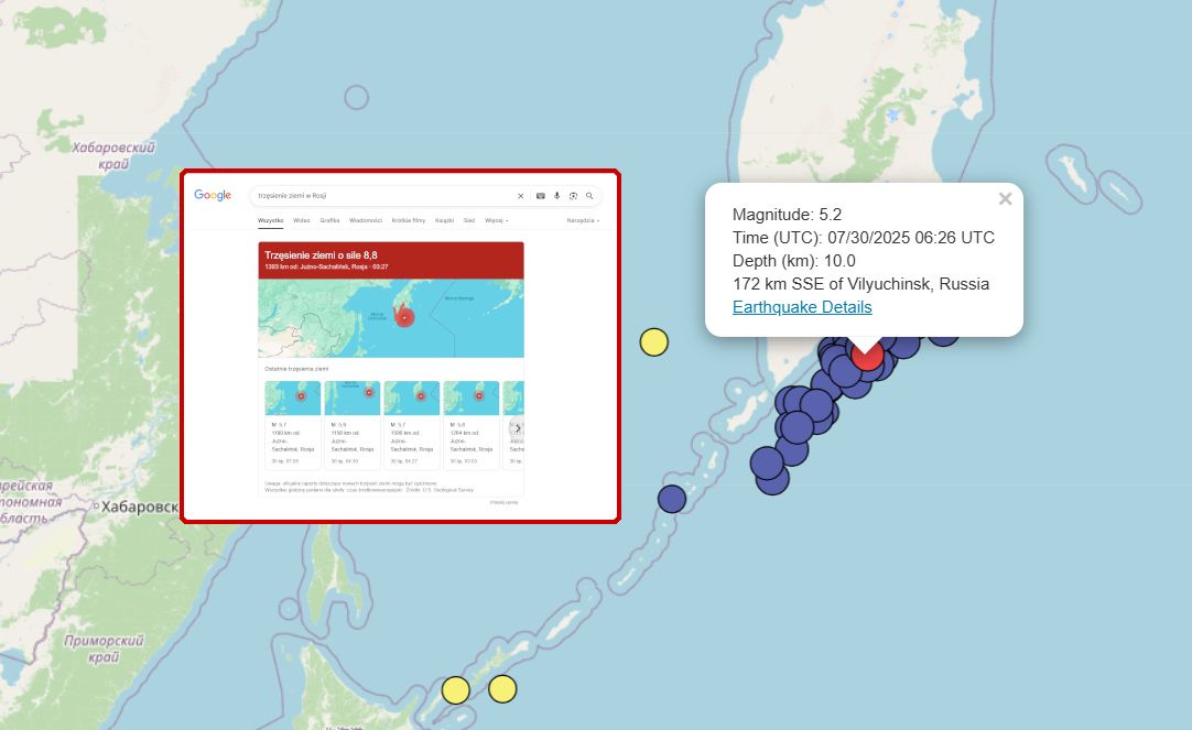Trzęsienie ziemi w Rosji. Sprawdź na mapie