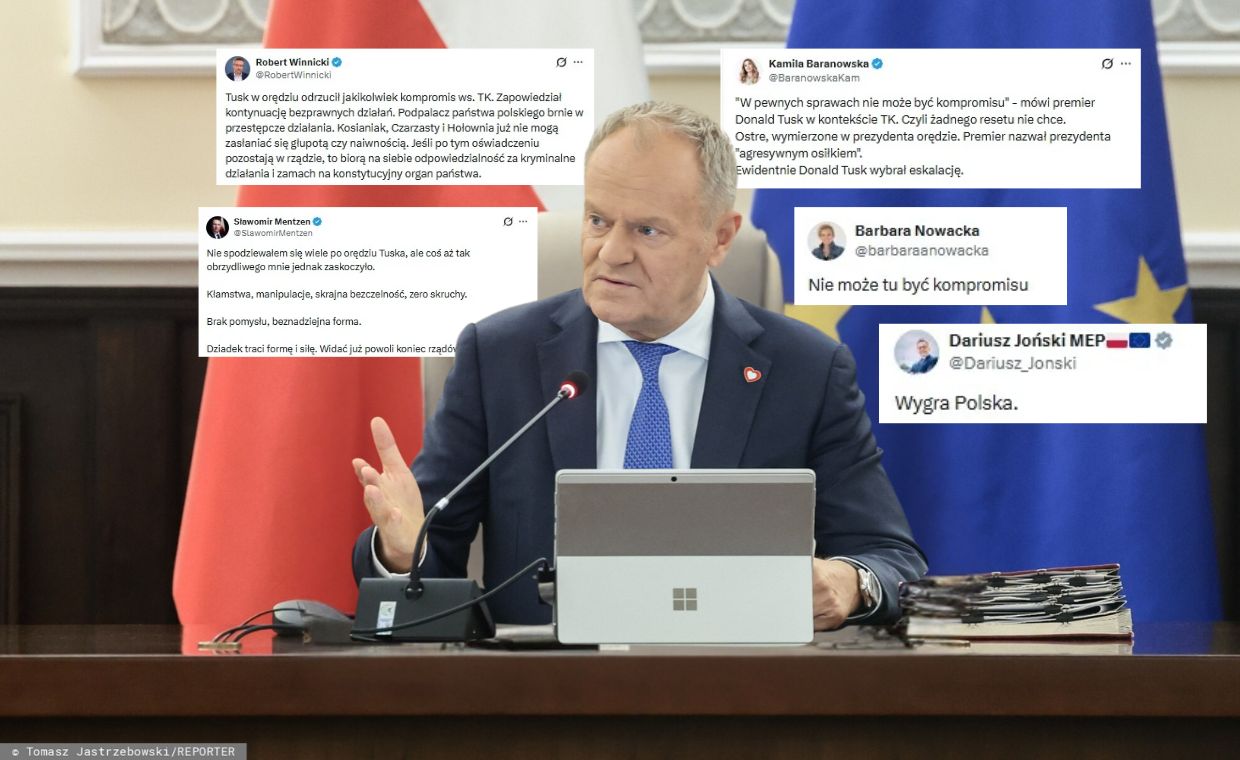 "Kierunek: więzienie", "wybrał eskalację". Komentarze po orędziu Tuska