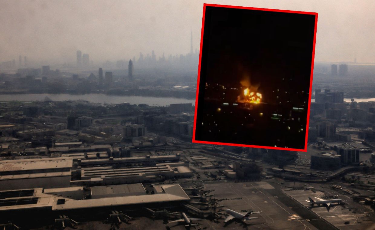Atak dronów na Dubaj. Pożar zbiornika z paliwem w pobliżu lotniska