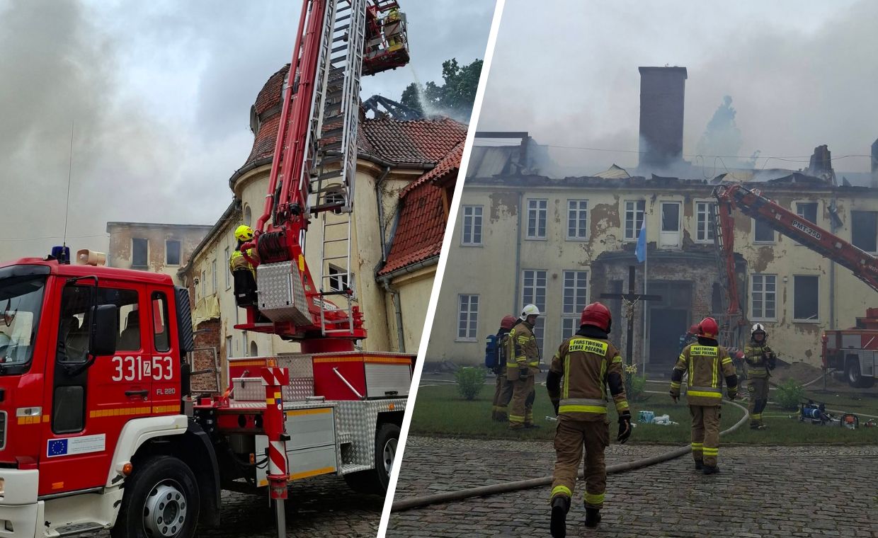 Pożar w Wietrznie. Zawalił się dach zabytkowego pałacu