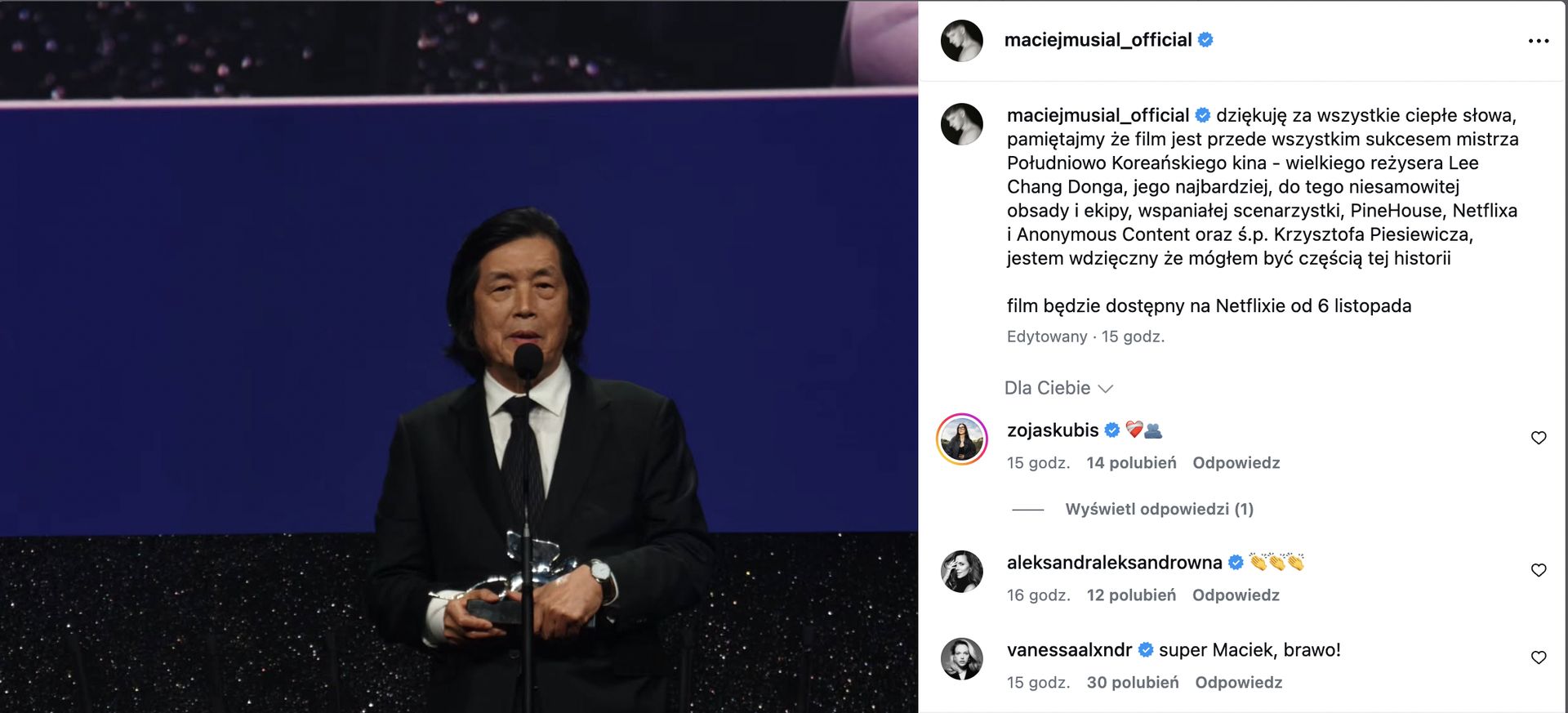 Maciej Musiał triumfuje w Wenecji jako producent. "Możliwa miłość" z nagrodą