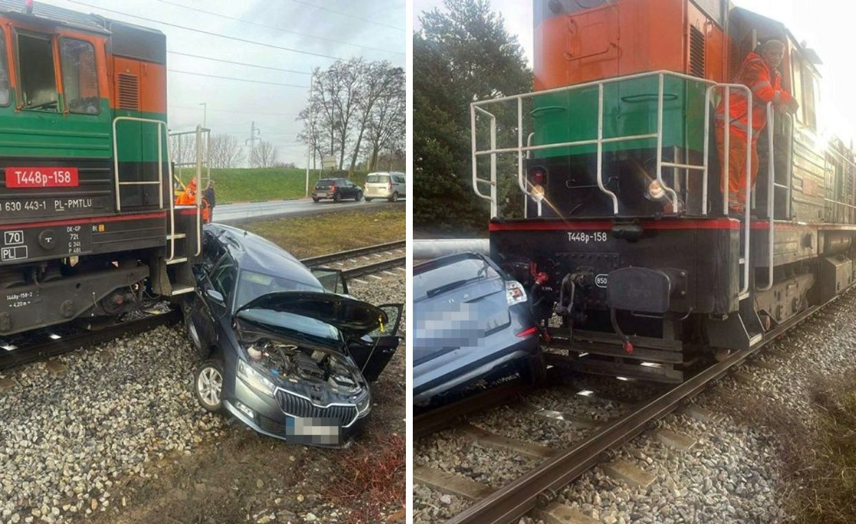 O krok od tragedii. Wjechał wprost pod pociąg