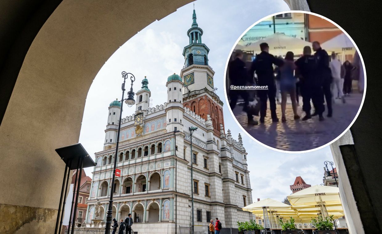 Weszli na ratusz w Poznaniu. Dziewczyna spadła z rusztowania