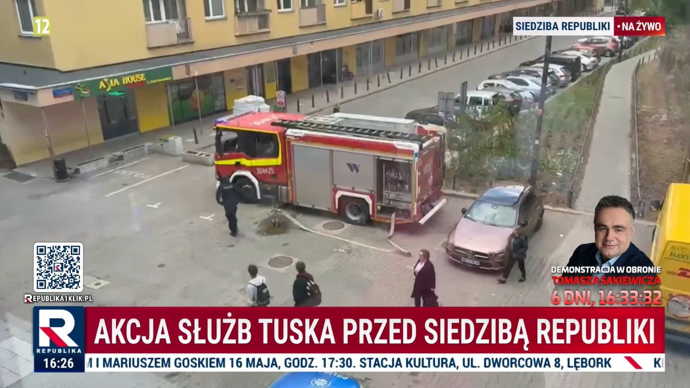 Republika straszyła akcją służb Tuska pod stacją. Policja: Fake news
