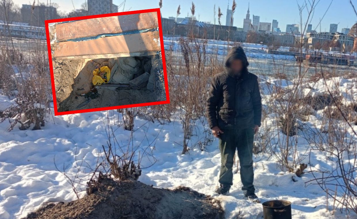 Bezdomny wykopał w ziemi dół. "Panowie, ja tu mieszkam 15 lat"