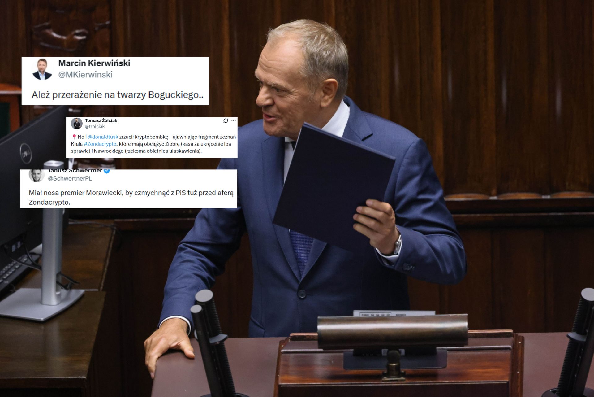 Tusk cytuje protokół afery Zondacrypto. Sieć już płonie