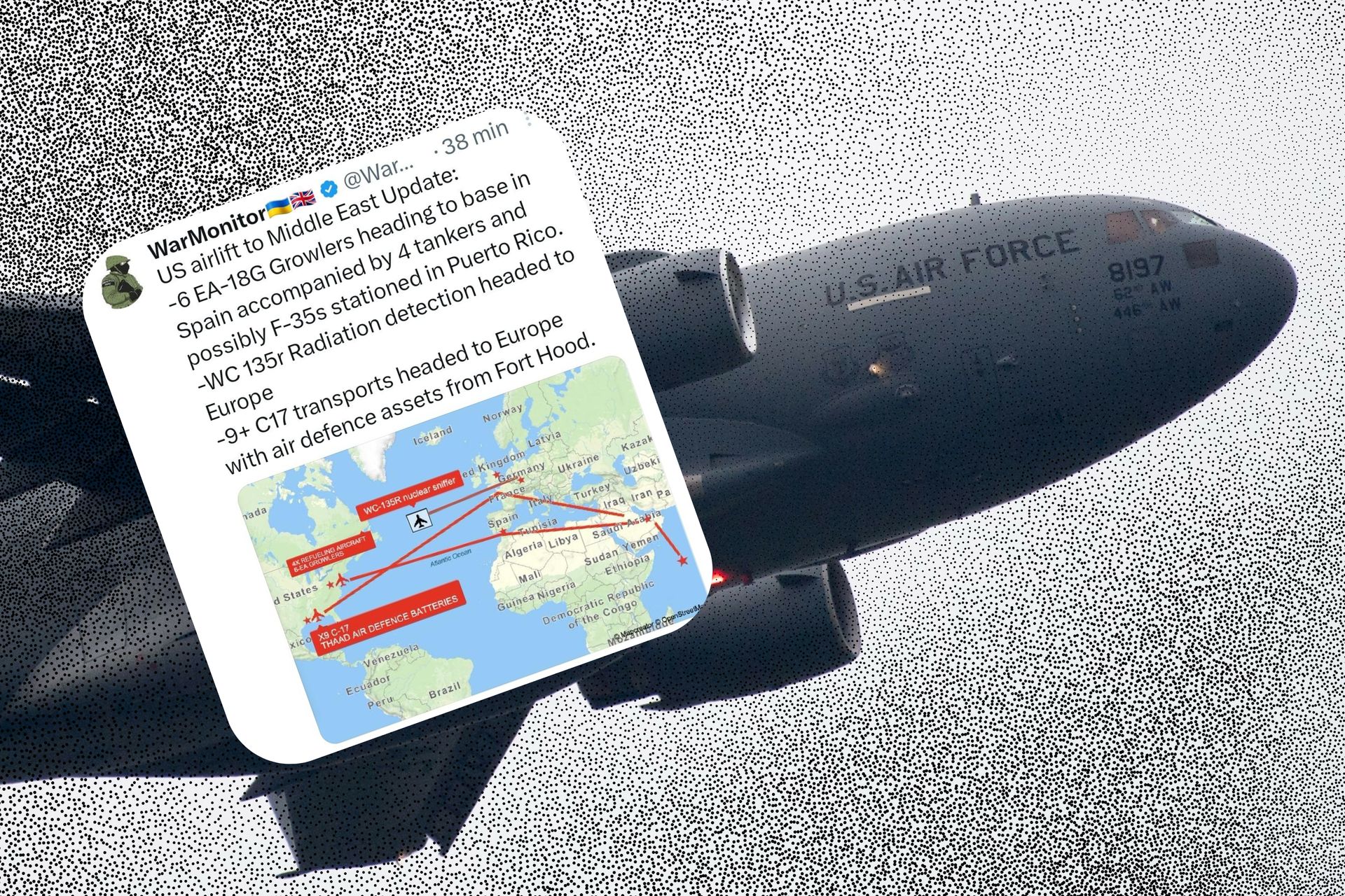 USA uderzą w Iran? Intensywny ruch lotnictwa