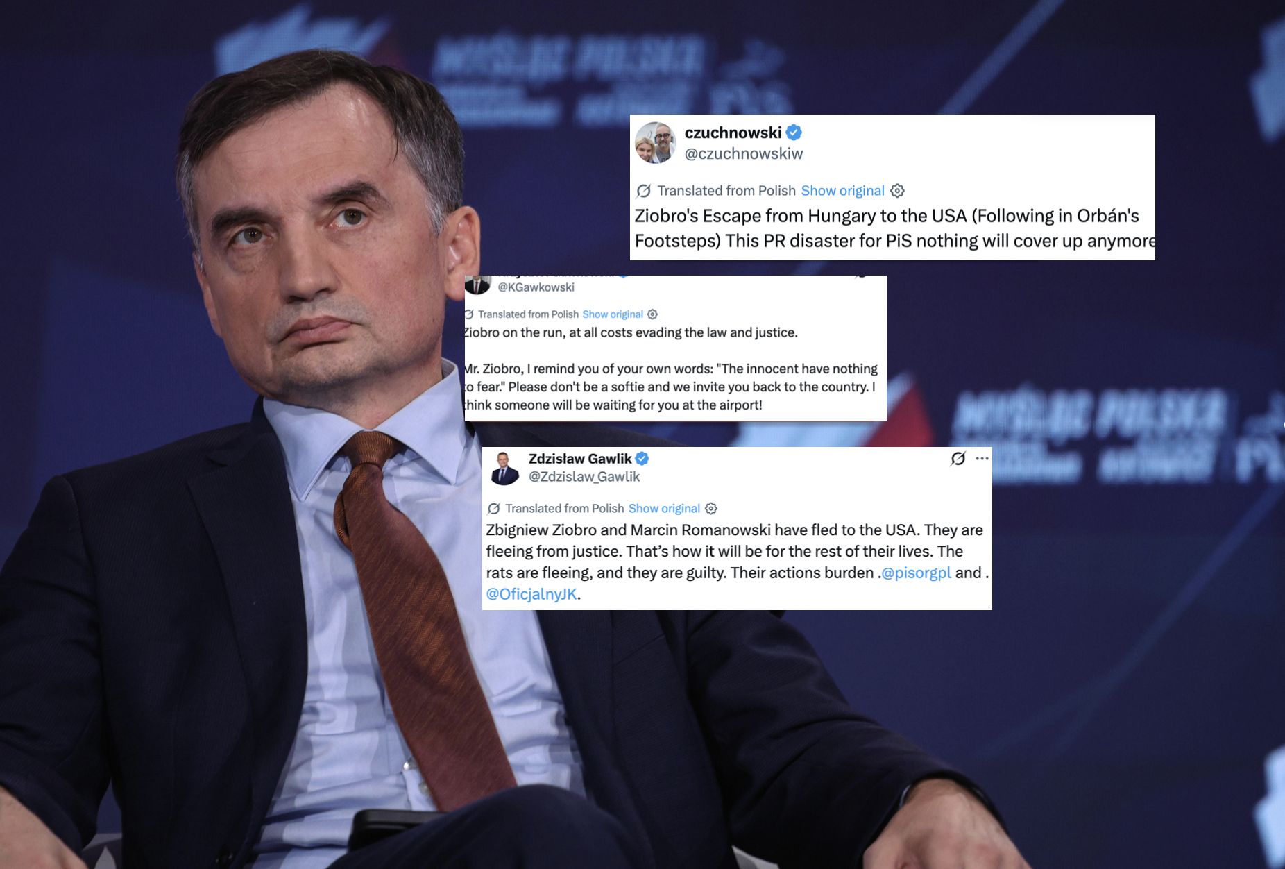 Komentują wyjazd Ziobry. "Niewinni nie mają się czego bać"