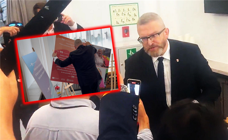 Braun znów szaleje. Zniszczył wystawę w Sejmie