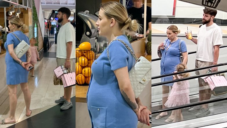Ciężarna Andziaks w klapkach Diora i z torebką Chanel buszuje z mężem i córką po galerii handlowej. Na bogato?