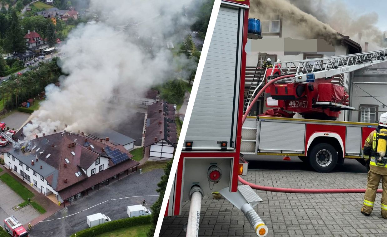 Pożar hotelu w Wiśle. Trudna akcja strażaków