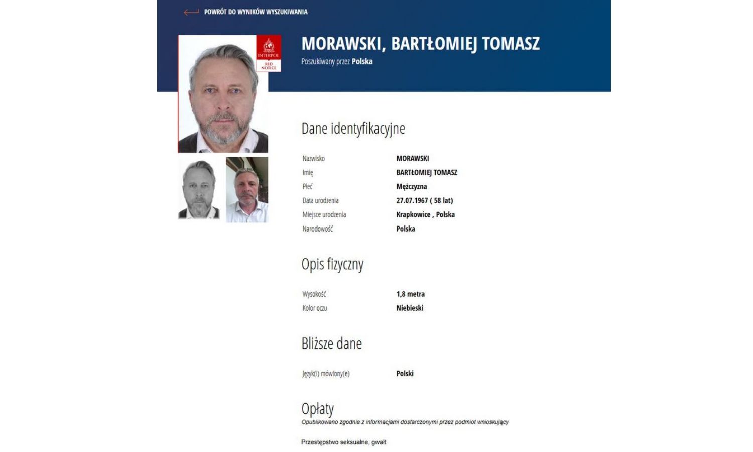 Aktor i były prezenter TVP poszukiwany czerwoną notą Interpolu