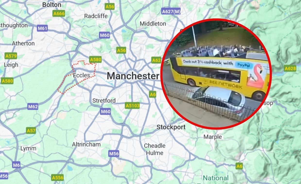 Koszmarny wypadek piętrowego autobusu w Eccles. Zerwało dach