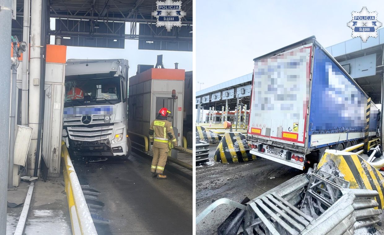 Ciężarówka wjechała w bramki. Incydent na autostradzie A4