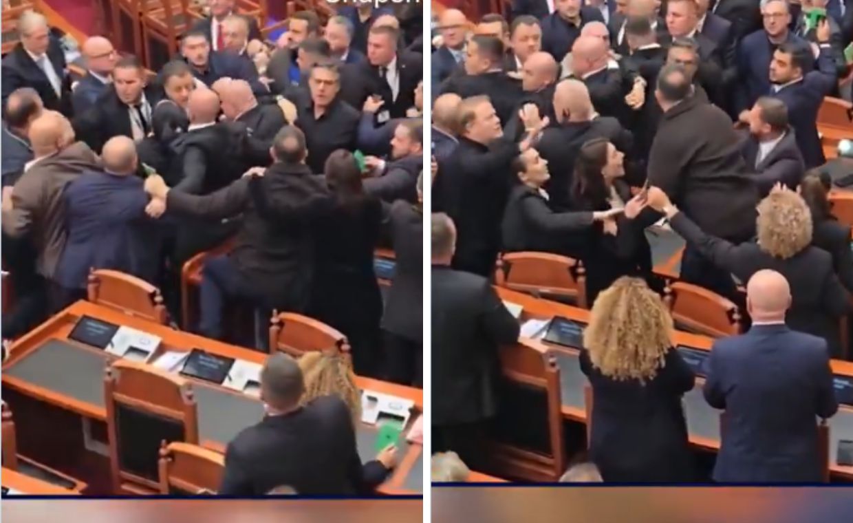 Dantejskie sceny w albańskim parlamencie. Szokujące nagranie