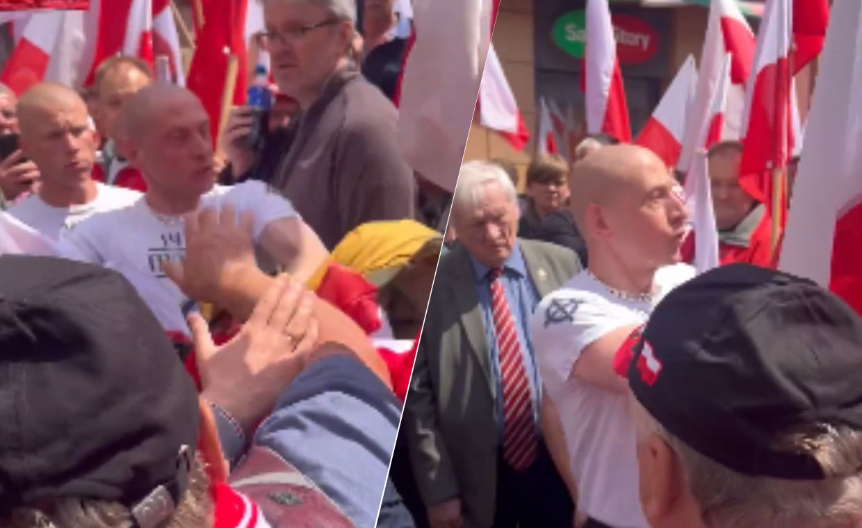 Incydent na marszu Nawrockiego. Policja odizolowała neonazistę