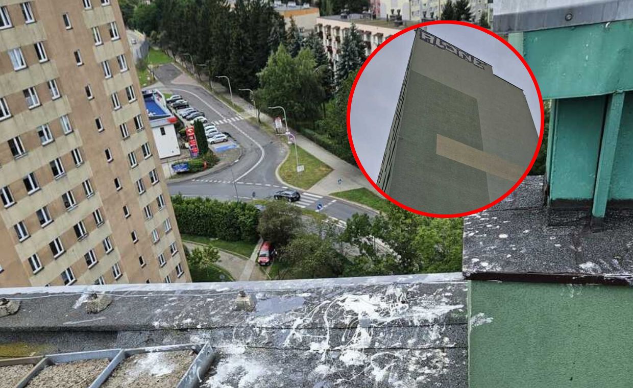 "Grafficiarz" na dachu 11-piętrowego bloku. Akcja policji